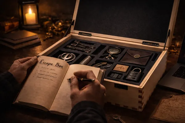 Paperi käärö, sulkakynä ja kynttilä