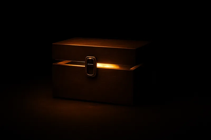 Escape Box teemalaatikko, avoin, sisällä loistoa